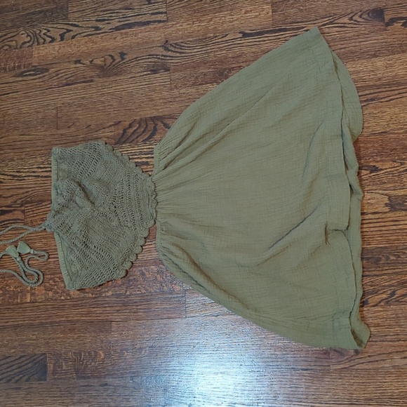 Aerie Green Crochet Cut Out Dress - Picture 2 of 2